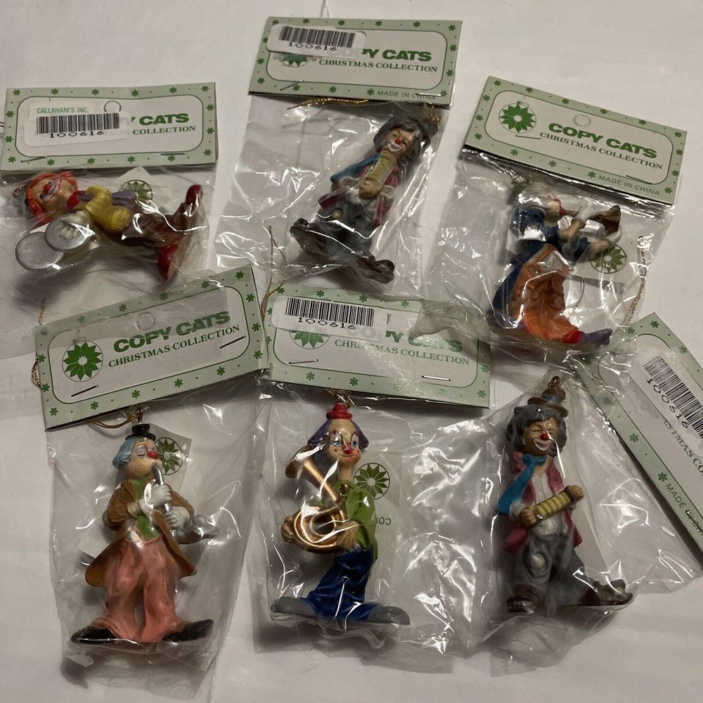 Copy Cats Christmas Collection Vintage Clown Ornaments Set Of 6‎